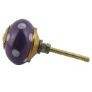 Ceramic door knob shabby chic - Dots - purple-white