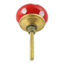 Ceramic door knob shabby chic - Dots - red-white