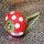 Ceramic door knob shabby chic - Dots - red-white