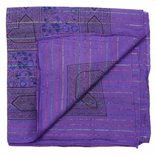 Baumwolltuch - Indisches Muster 1 - lila Lurex mehrfarbig - quadratisches Tuch