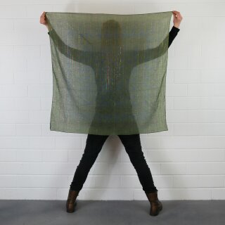 Baumwolltuch - Indisches Muster 1 - olivgrün Lurex mehrfarbig - quadratisches Tuch