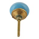 Ceramic door knob shabby chic - Stripes - blue-white