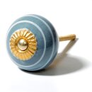 Ceramic door knob shabby chic - Stripes - grey-white