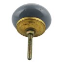Ceramic door knob shabby chic - Stripes - grey-white