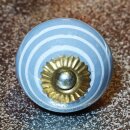Ceramic door knob shabby chic - Stripes - grey-white