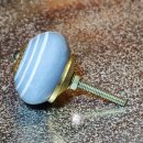Ceramic door knob shabby chic - Stripes - grey-white