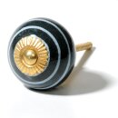 Ceramic door knob shabby chic - Stripes - black-white