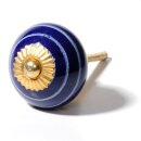 Ceramic door knob shabby chic - Stripes - dark blue-white