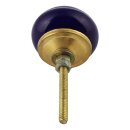 Ceramic door knob shabby chic - Stripes - dark blue-white
