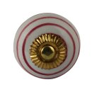 Möbelknauf aus Keramik Shabby Chic - Streifen -...