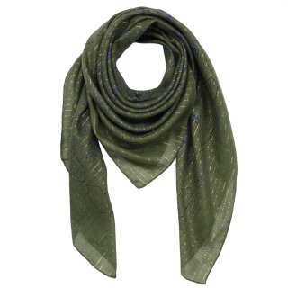 Baumwolltuch - Indisches Muster 1 - olivgrün Lurex gold - quadratisches Tuch