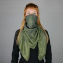 Cotton scarf - Indian pattern 1 - olive Lurex gold - squared kerchief
