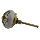 Ceramic door knob shabby chic - Flower 02 - yellow-brown