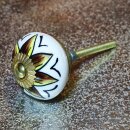 Ceramic door knob shabby chic - Flower 02 - yellow-brown