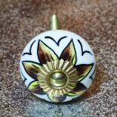 Ceramic door knob shabby chic - Flower 02 - yellow-brown