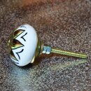 Ceramic door knob shabby chic - Flower 02 - yellow-brown