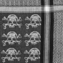 Kufiya - Skulls with bones big black - white - Shemagh - Arafat scarf