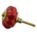 Ceramic door knob shabby chic Rosette - unicolour - red