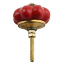 Ceramic door knob shabby chic Rosette - unicolour - red