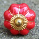Ceramic door knob shabby chic Rosette - unicolour - red