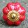 Ceramic door knob shabby chic Rosette - unicolour - red