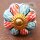 Ceramic door knob shabby chic Rosette - Flower - blue-red