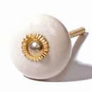 Möbelknauf aus Keramik Shabby Chic flach - einfarbig...