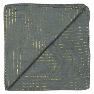 Baumwolltuch - grau - dunkel Lurex gold - quadratisches Tuch