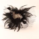 Haarreif mit Feder 05 - schwarz-grau