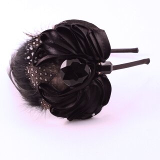 Alice band with feather 07 - black-grey