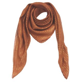 Cotton scarf - brown Lurex gold - squared kerchief
