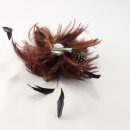 Haarklammer- Anstecker mit Feder - braun-schwarz