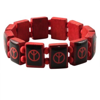 Wooden Wristband - Peace - red