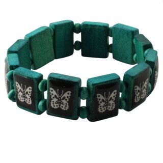 Wooden Wristband - Butterfly - mintgreen