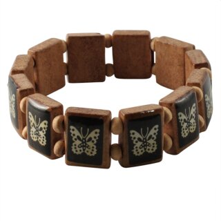 Wooden Wristband - Butterfly - ocher