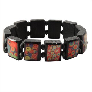 Holzarmband - Flower Power - schwarz