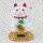Glückskatze - Maneki-neko - Winkekatze Solar - runder Sockel - 15 cm - weiß