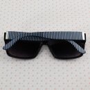 Retro Sonnenbrille - Rectangular striped - schwarz & weiss