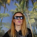 Retro Sonnenbrille - Rectangular striped - schwarz & weiss