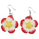 Earrings - Flower red and white