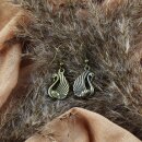 Earrings - swans - old gold