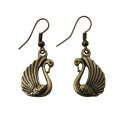 Earrings - swans - old gold