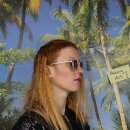 Retro Sonnenbrille - 50er, 60er Jahre - gold und weiß transparent