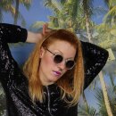 Retro Sonnenbrille - 50er, 60er Jahre - gold und weiß transparent