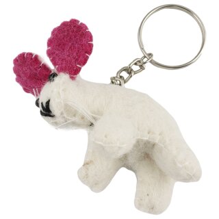 Schlüsselanhänger - Hase - rosa-weiß