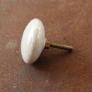 Möbelknauf aus Keramik Shabby Chic flach - einfarbig - marmoriert-weiß