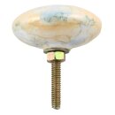 Ceramic door knob shabby chic flat - marbled - white-yellow-grey