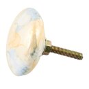 Ceramic door knob shabby chic flat - marbled - white-yellow-grey