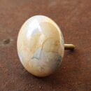 Ceramic door knob shabby chic flat - marbled - white-yellow-grey
