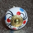 Ceramic door knob shabby chic - Flower 18 - red-blue-magenta